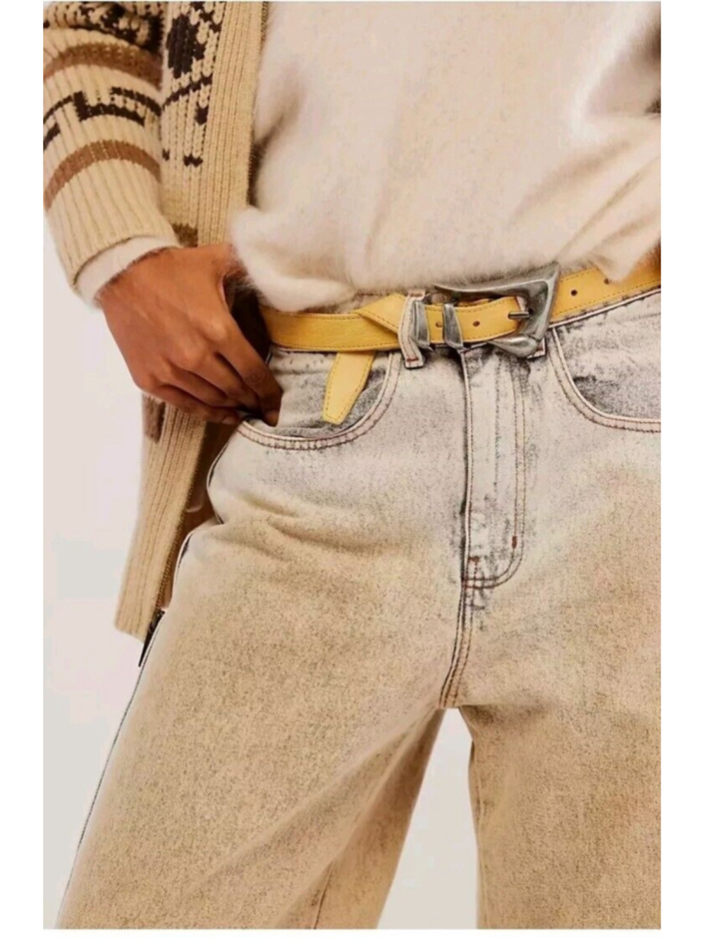 Free People Women's Billie Leather Belt in Honey Size Small/Medium NEW - Picture 3 of 8